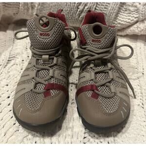 ECCO "Receptor" maroon gray mesh waterproof hiking shoes. Women's 6-6.5 Outdoors